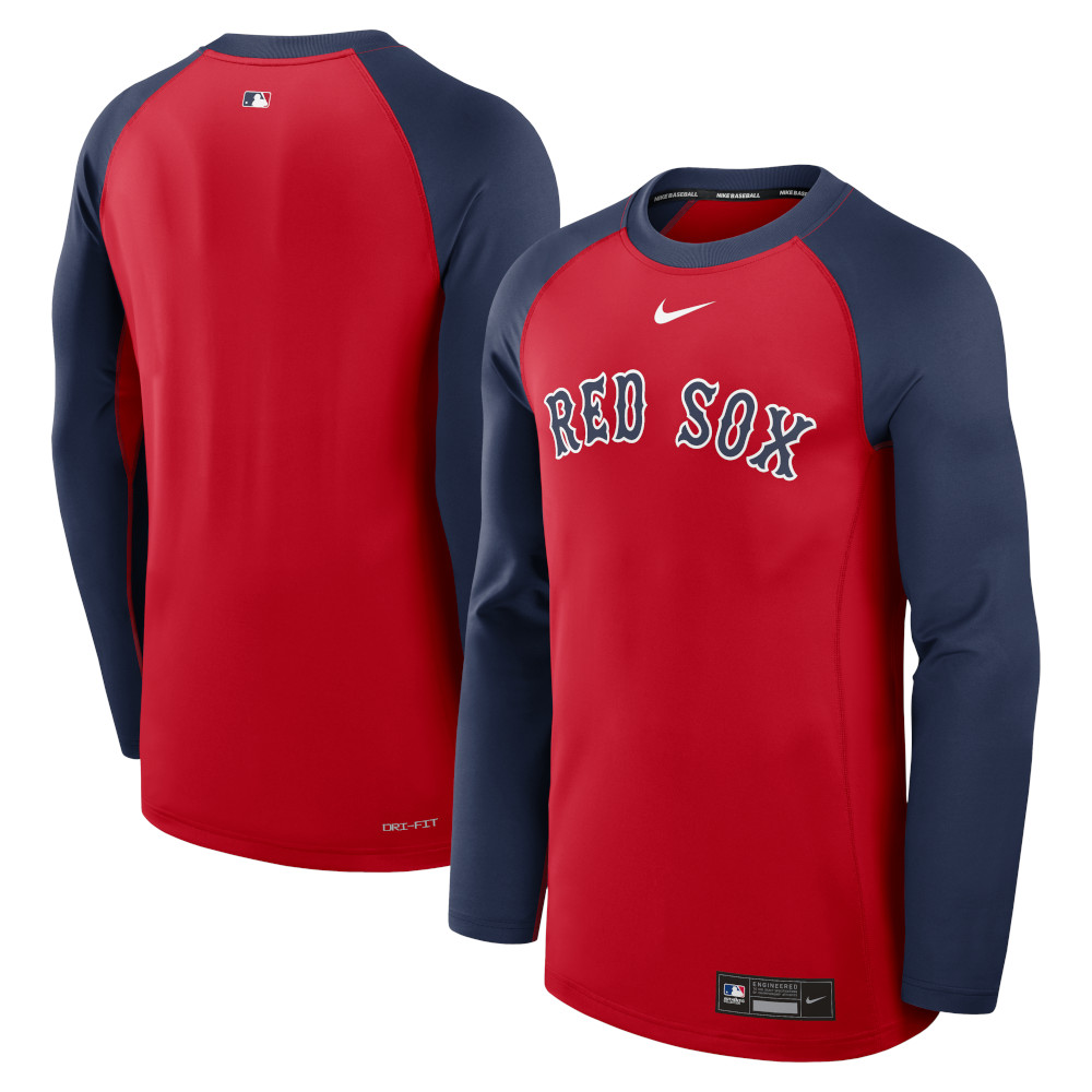 Men's Nike Boston Red Sox Red Authentic Collection Game Time Raglan Performance Long Sleeve T-Shirt Men's Nike Boston Red Sox Red Authentic Collection Game Time Raglan Performance Long Sleeve T-Shirt