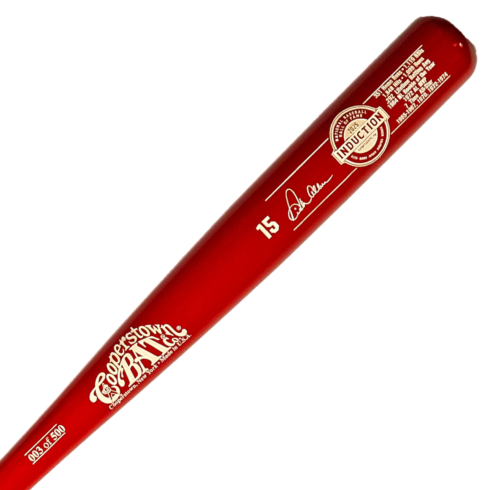 Dick Allen Baseball Hall of Fame 2025 Induction Limited Edition Full Size 34" Career Stat Bat