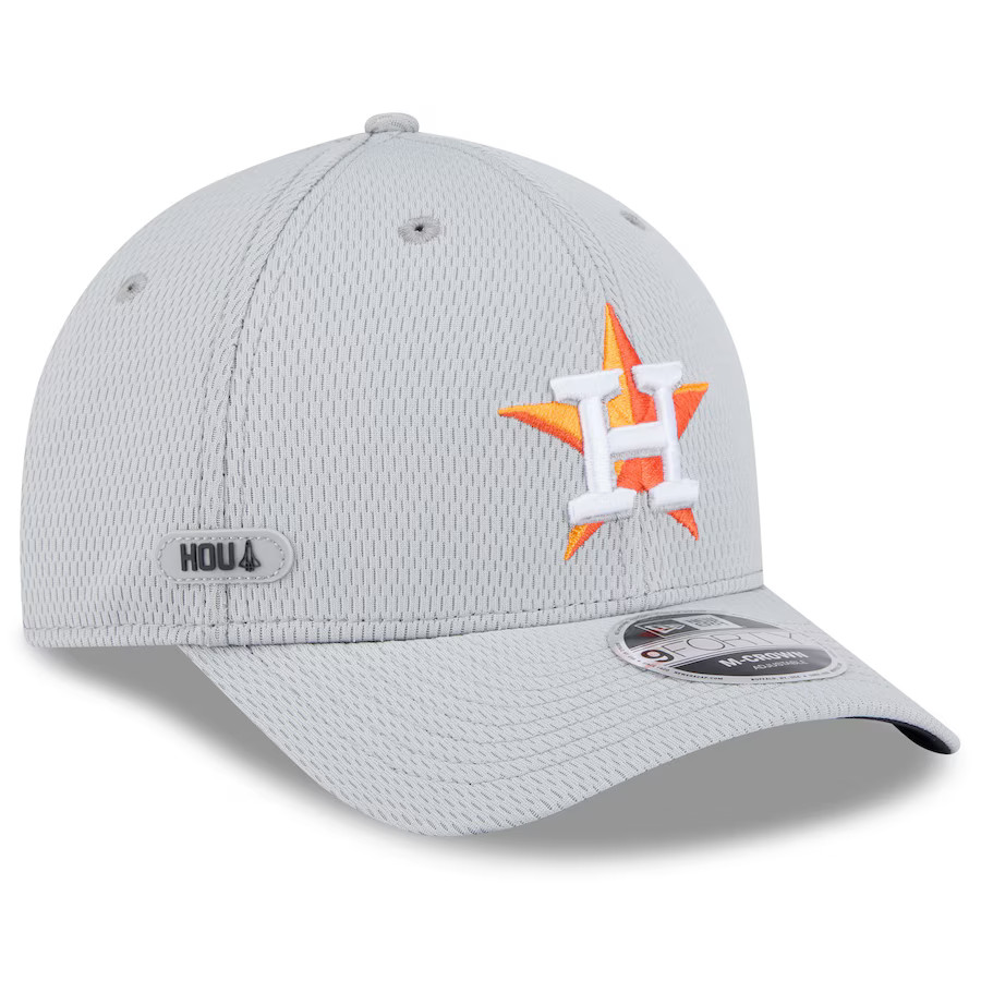 Men's New Era Houston Astros Gray 2025 MLB Clubhouse 9FORTY M-Crown Adjustable Hat