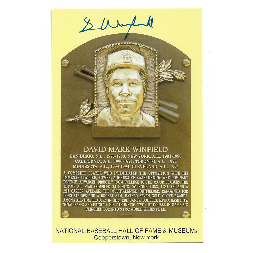 Dave Winfield Autographed Hall of Fame Plaque Postcard (Beckett) Dave Winfield Autographed Hall of Fame Plaque Postcard (Beckett)