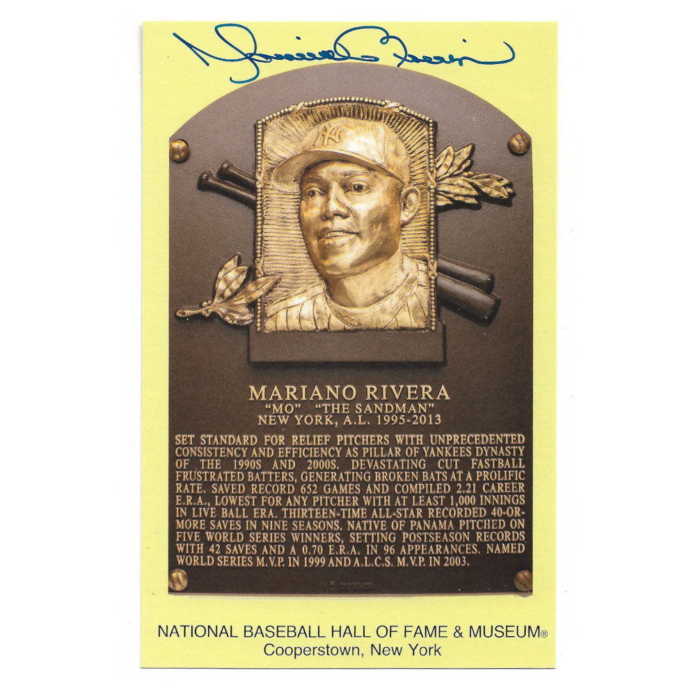 Mariano Rivera Autographed Hall of Fame Plaque Postcard (Beckett)