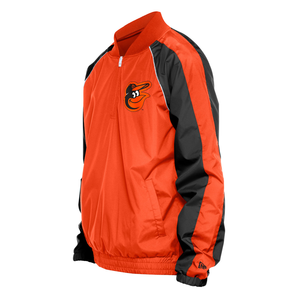 Men's New Era Baltimore Orioles Orange Ripstop Raglan Quarter-Zip Windbreaker Jacket