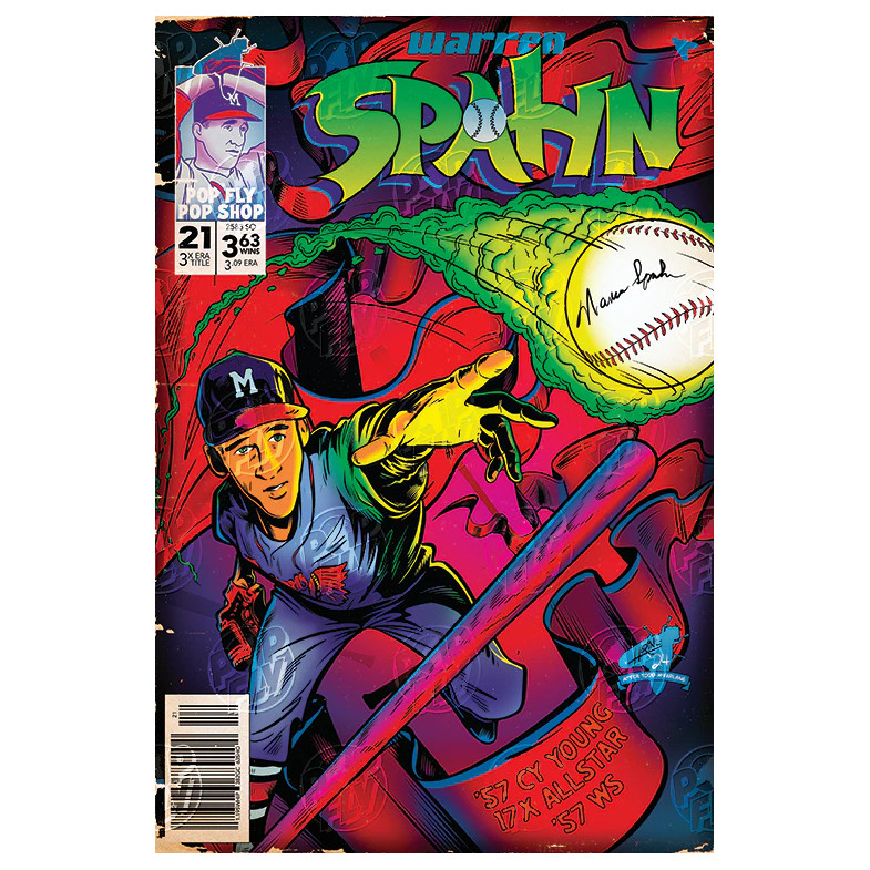Warren Spahn Pop Fly 2024 SPAHN 7" x 10.5" Limited Edition Art Print #183 Ltd Ed of 246 Warren Spahn Pop Fly 2024 SPAHN 7" x 10.5" Limited Edition Art Print #183 Ltd Ed of 246
