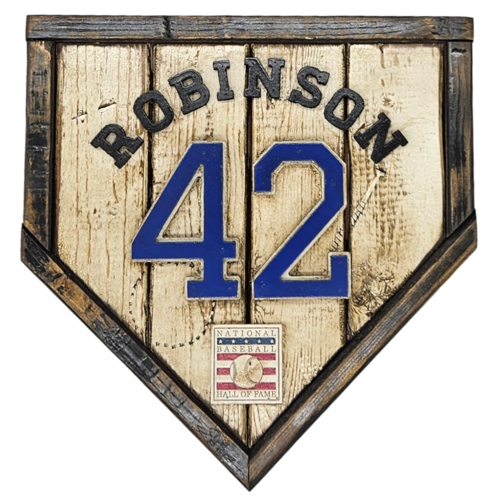 Jackie Robinson Hall of Fame Vintage Distressed Wood 11 Inch Mini Legacy Home  Plate Jackie Robinson Hall of Fame Vintage Distressed Wood 11 Inch Mini Legacy Home  Plate