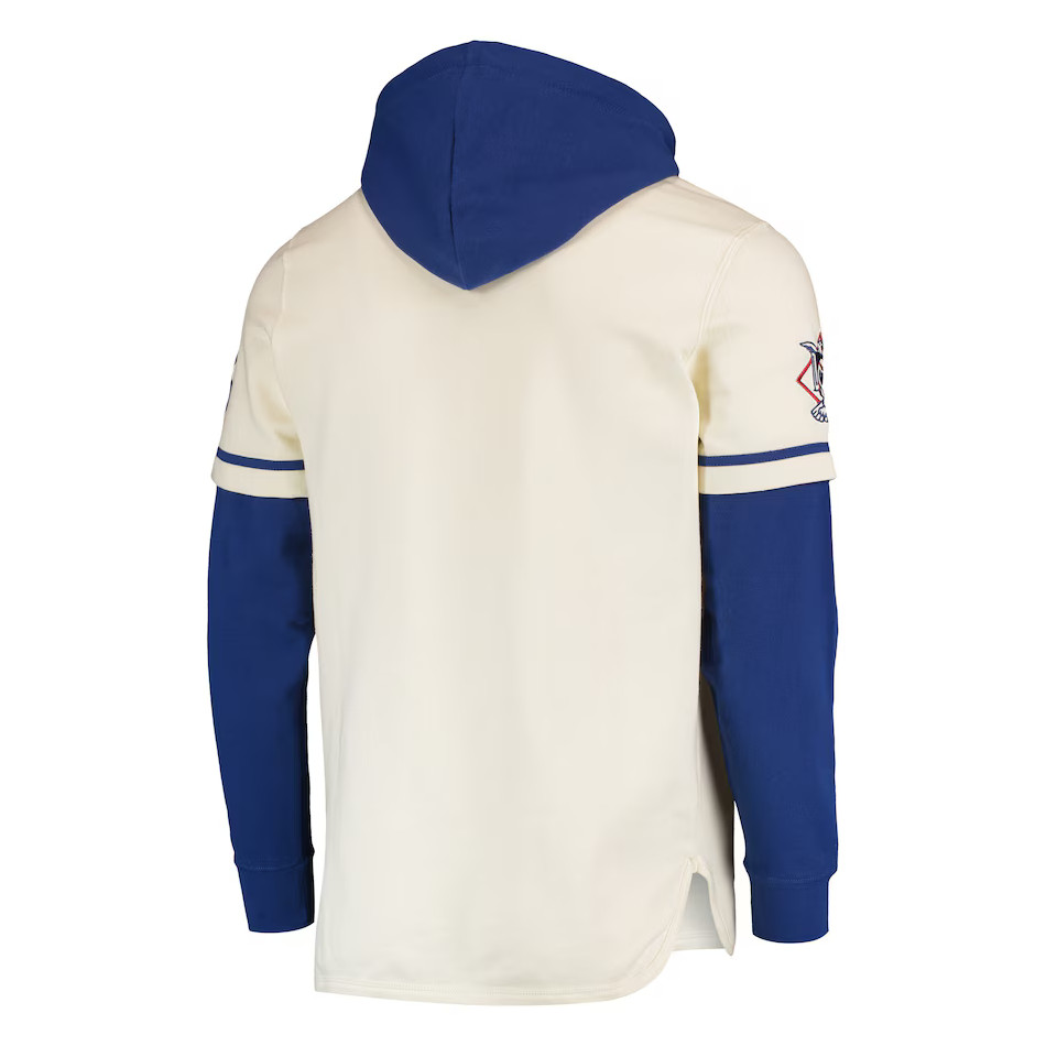Men’s ’47 Brooklyn Dodgers Cooperstown Collection Trifecta Shortstop Royal and Off White Hooded Fleece Pullover Men’s ’47 Brooklyn Dodgers Cooperstown Collection Trifecta Shortstop Royal and Off White Hooded Fleece Pullover
