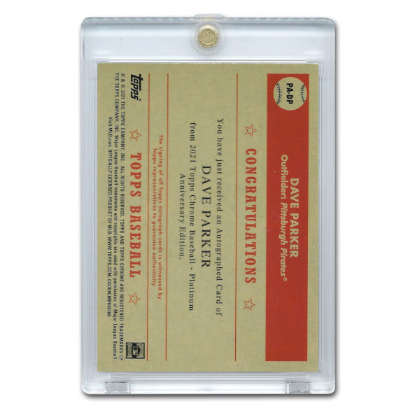Dave Parker Autographed Card 2021 Topps Chrome Platinum Anniversary # PA-DP Dave Parker Autographed Card 2021 Topps Chrome Platinum Anniversary # PA-DP