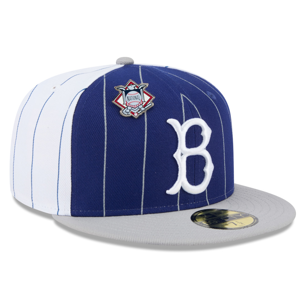 Men’s New Era Brooklyn Dodgers Pinstripe Cooperstown 59FIFTY Cap with National League Pin Men’s New Era Brooklyn Dodgers Pinstripe Cooperstown 59FIFTY Cap with National League Pin