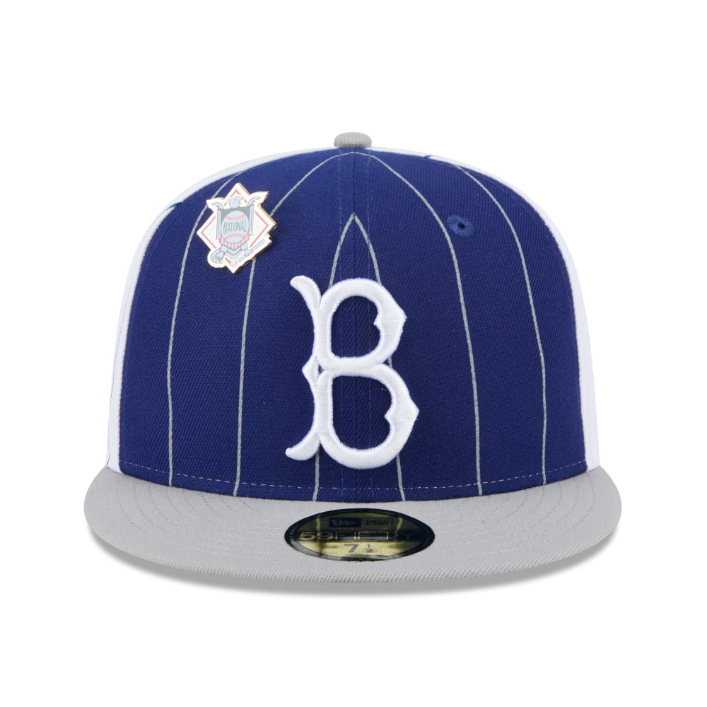 Men’s New Era Brooklyn Dodgers Pinstripe Cooperstown 59FIFTY Cap with National League Pin Men’s New Era Brooklyn Dodgers Pinstripe Cooperstown 59FIFTY Cap with National League Pin