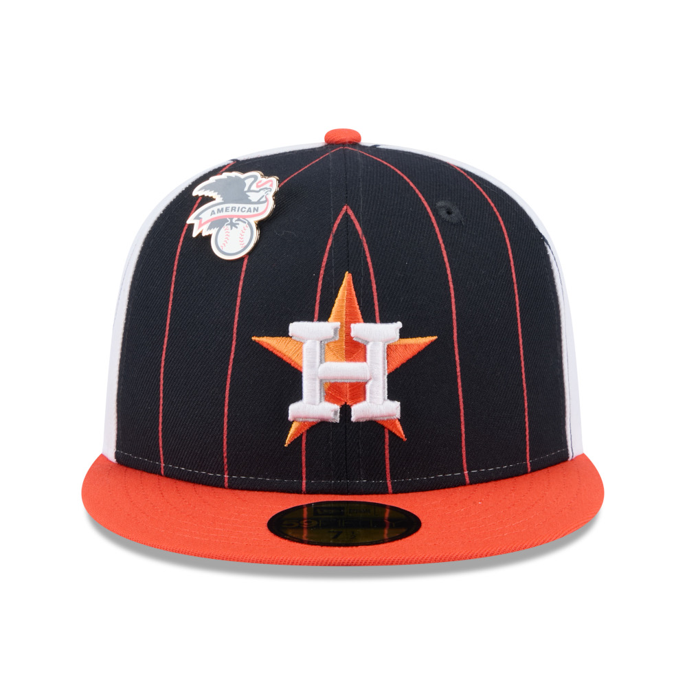 Men’s New Era Houston Astros Pinstripe Cooperstown 59FIFTY Cap with American League Pin