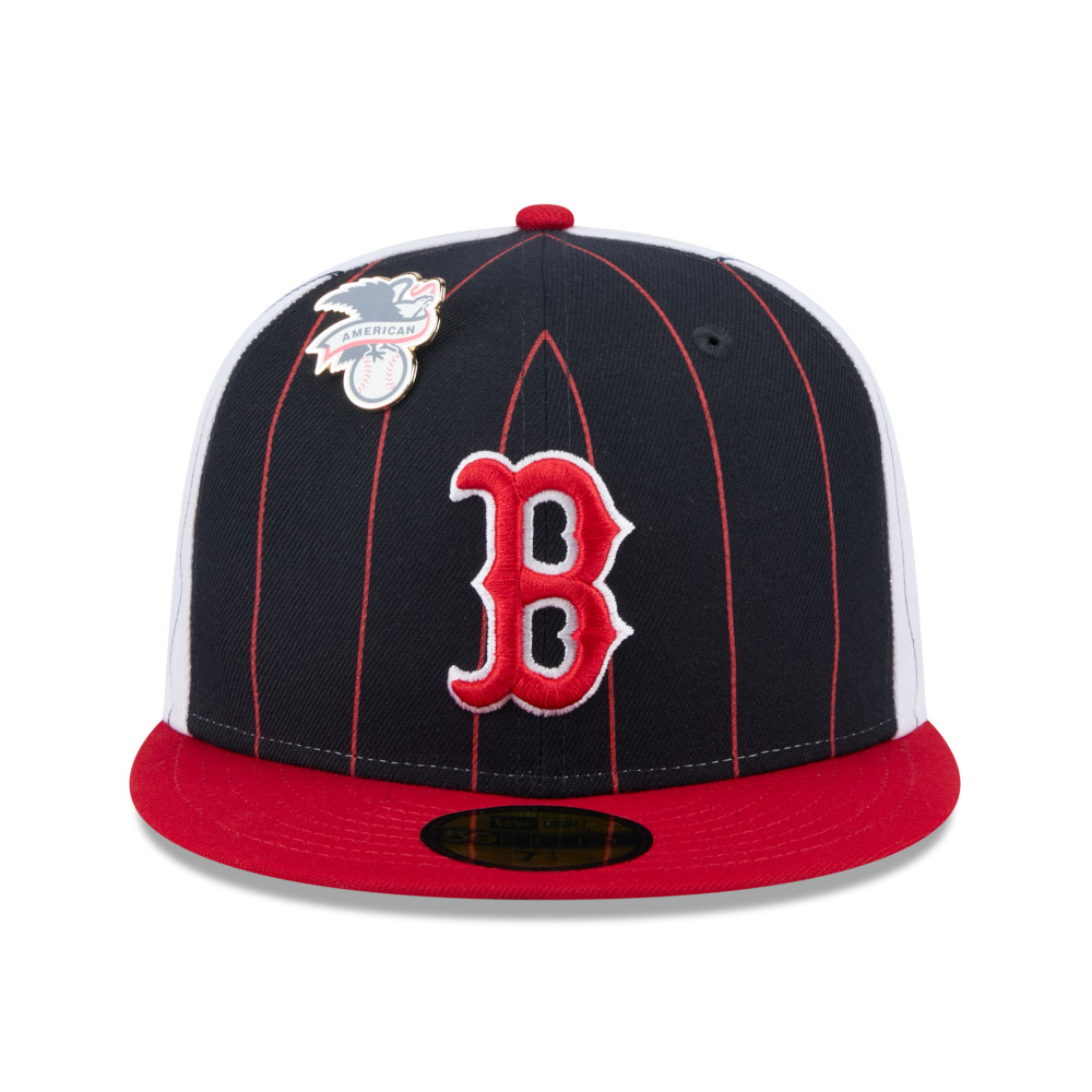 Men’s New Era Boston Red Sox Pinstripe Cooperstown 59FIFTY Cap with American League Pin