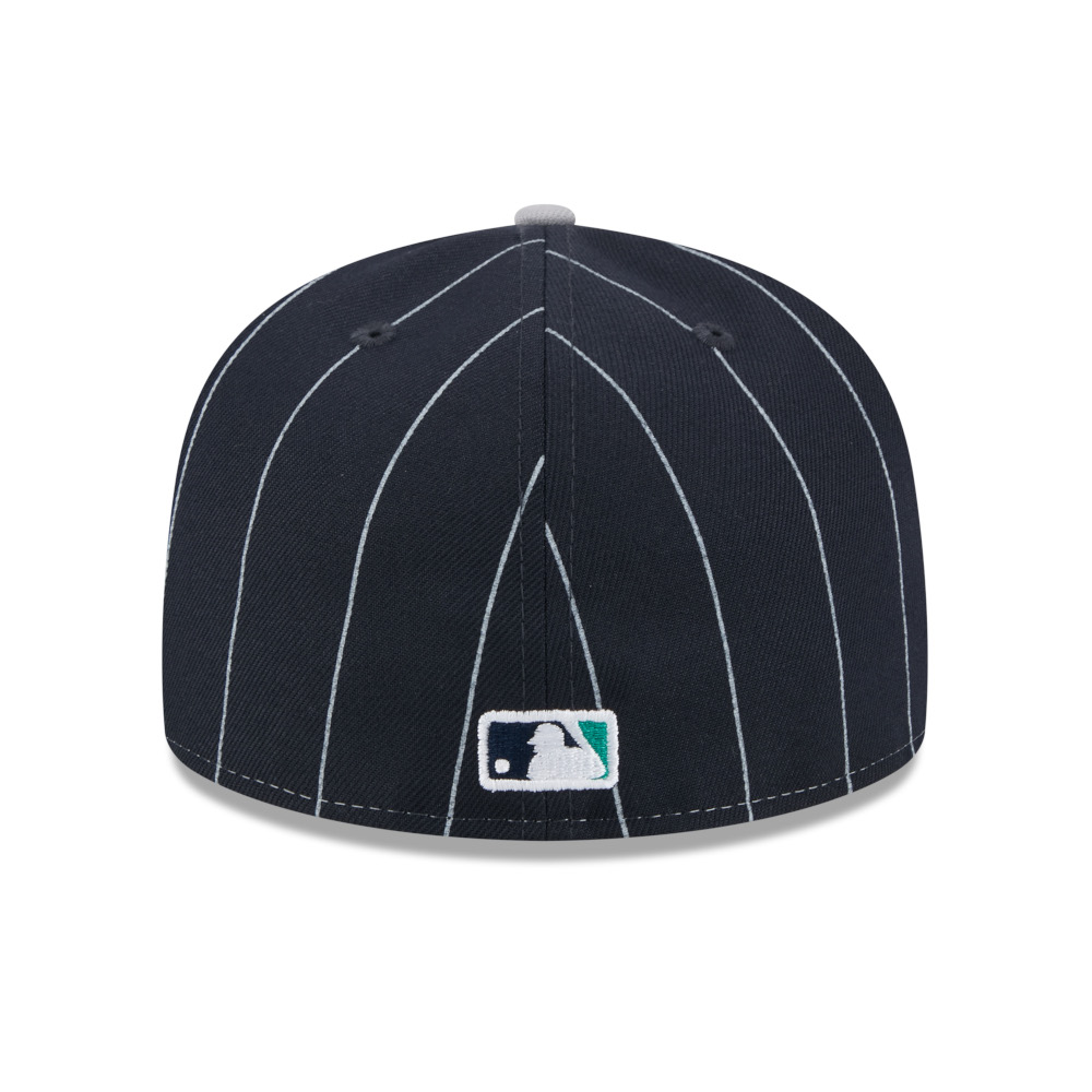 Men’s New Era Seattle Mariners Pinstripe Cooperstown 59FIFTY Cap with American League Pin