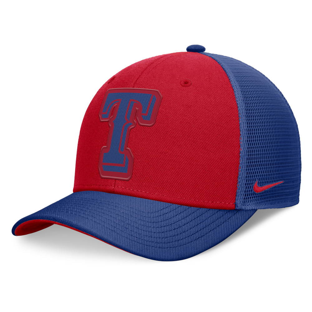 Men's Nike Texas Rangers Red and Royal Structured Trucker Adjustable Cap Men's Nike Texas Rangers Red and Royal Structured Trucker Adjustable Cap