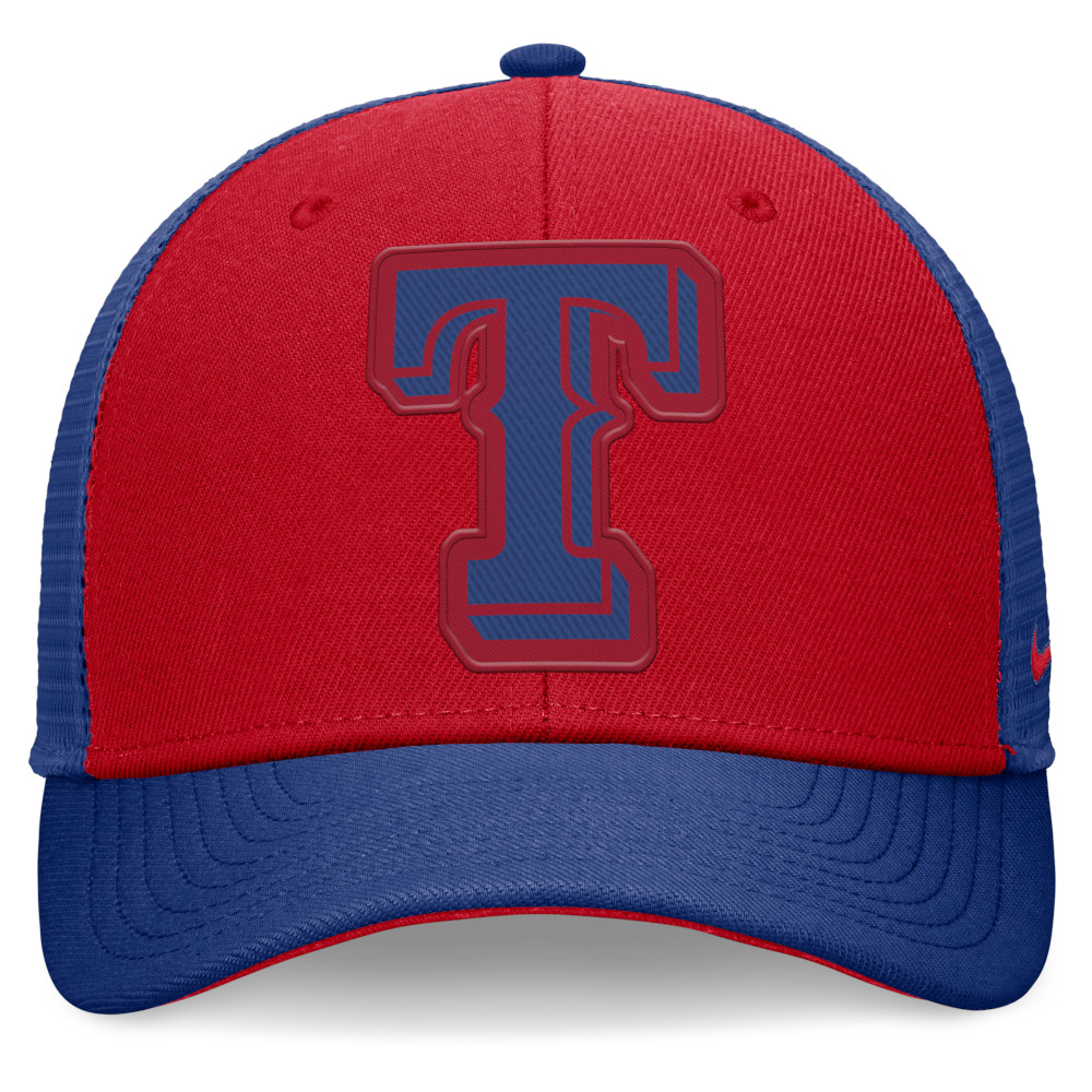 Men's Nike Texas Rangers Red and Royal Structured Trucker Adjustable Cap Men's Nike Texas Rangers Red and Royal Structured Trucker Adjustable Cap