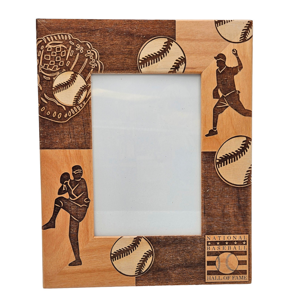Baseball Hall of Fame Engraved Wooden 6" x 7.5" Picture Frame (3x5 display) Baseball Hall of Fame Engraved Wooden 6" x 7.5" Picture Frame (3x5 display)