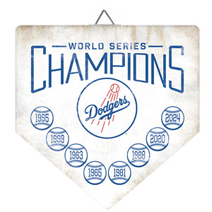 Los Angeles Dodgers World Series Champions Home Plate Metal Wall Art (8 Time)