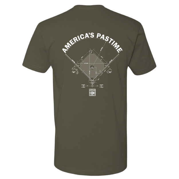 Men’s Baseball Hall of Fame Ballfield Blueprint Olive Green T-Shirt