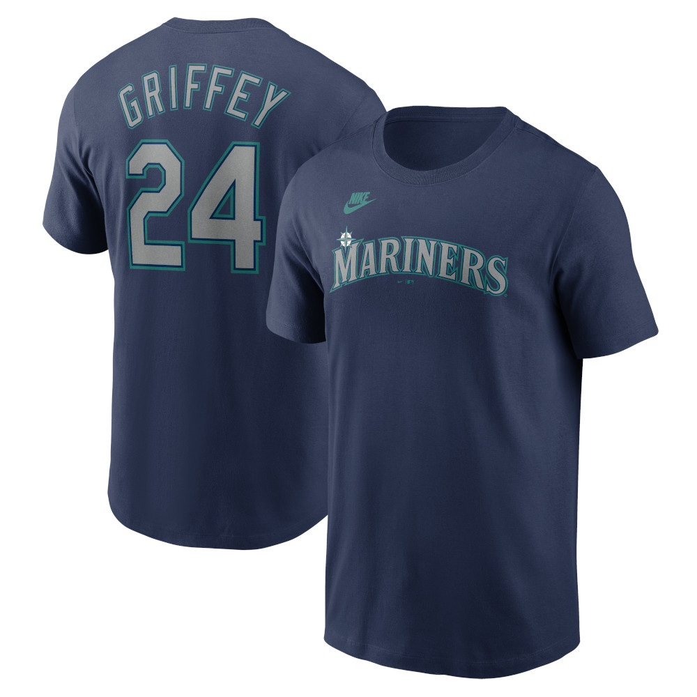 Men’s Nike Ken Griffey Jr. Seattle Mariners Cooperstown Collection Name & Number Navy T-Shirt