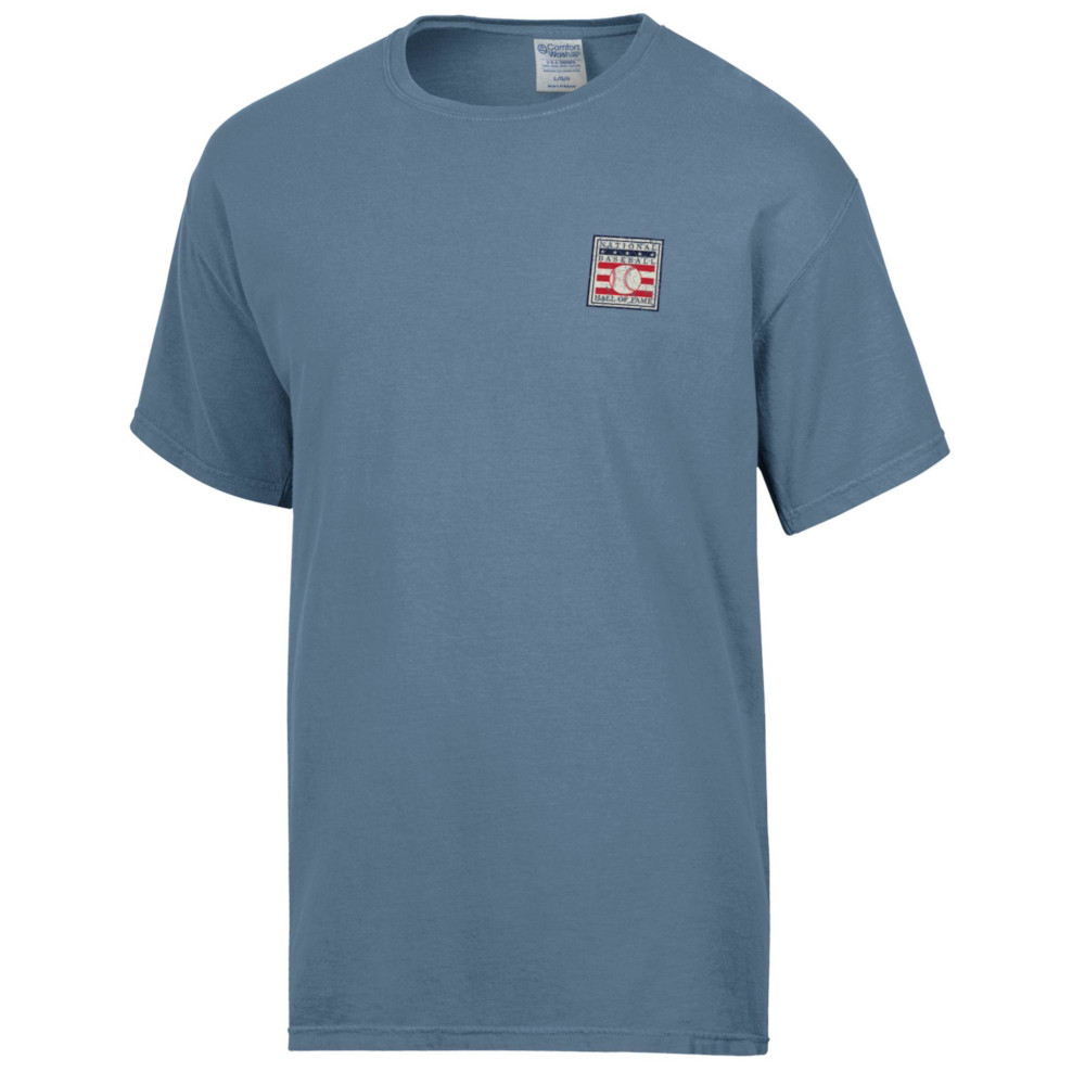 Men’s Baseball Hall of Fame Full Back Light Blue Vintage Dyed T-Shirt Men’s Baseball Hall of Fame Full Back Light Blue Vintage Dyed T-Shirt