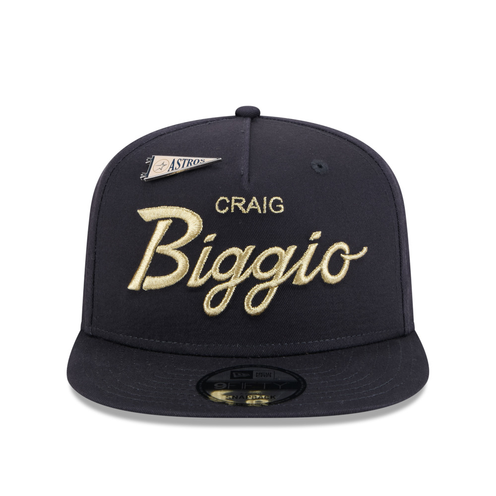 Men’s New Era Craig Biggio 9FIFTY Snapback Adjustable Dark Navy Cap With Houston Astros Pennant Pin