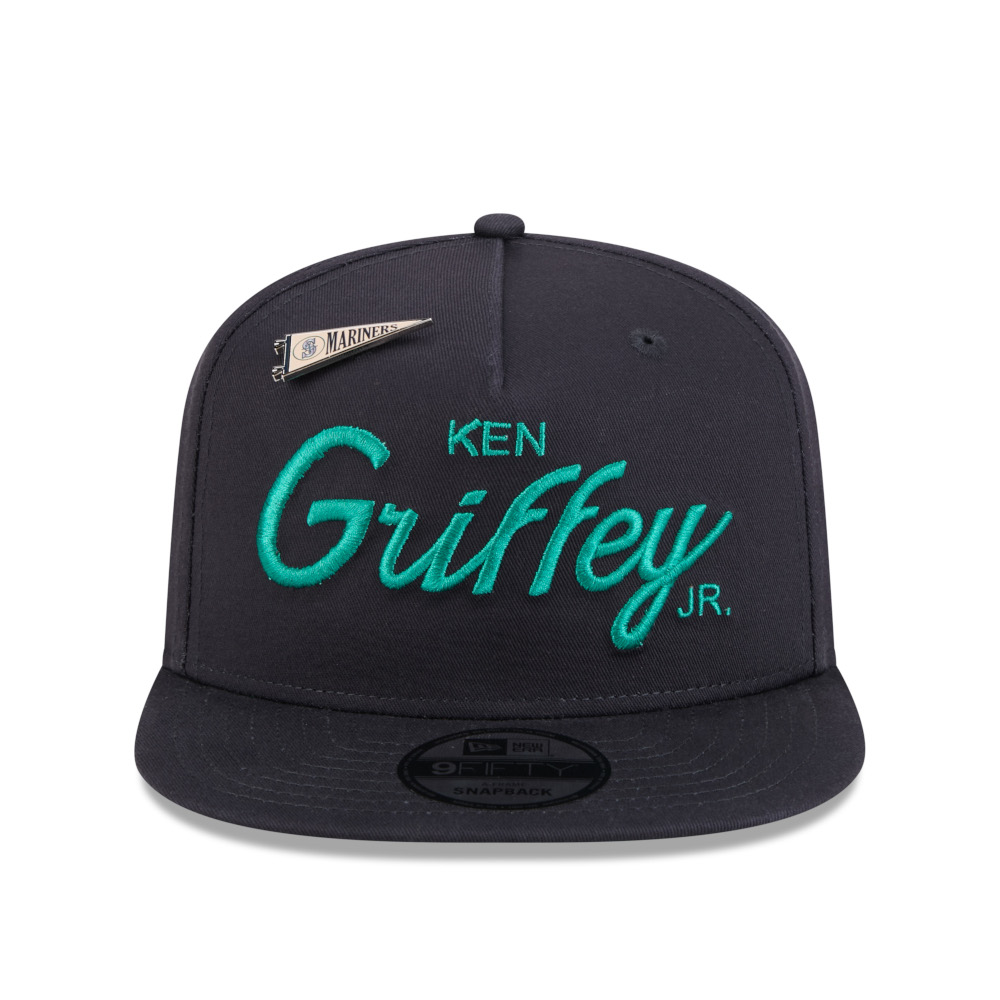 Men’s New Era Ken Griffey Jr. 9FIFTY Snapback Adjustable Dark Navy Cap With Seattle Mariners Pennant Pin