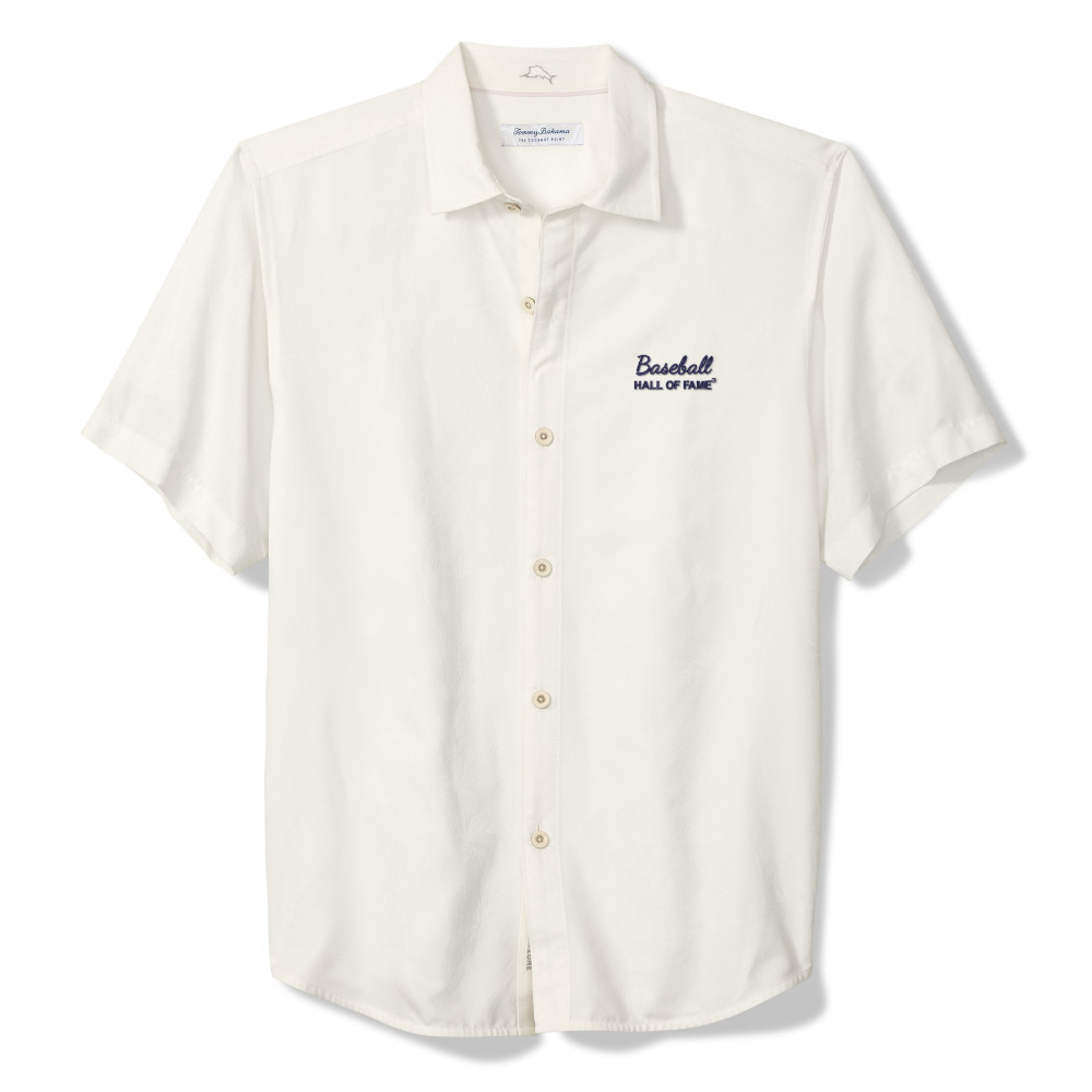Men’s Tommy Bahama Baseball Hall of Fame Coconut Palm Ivory Sport Camp Shirt