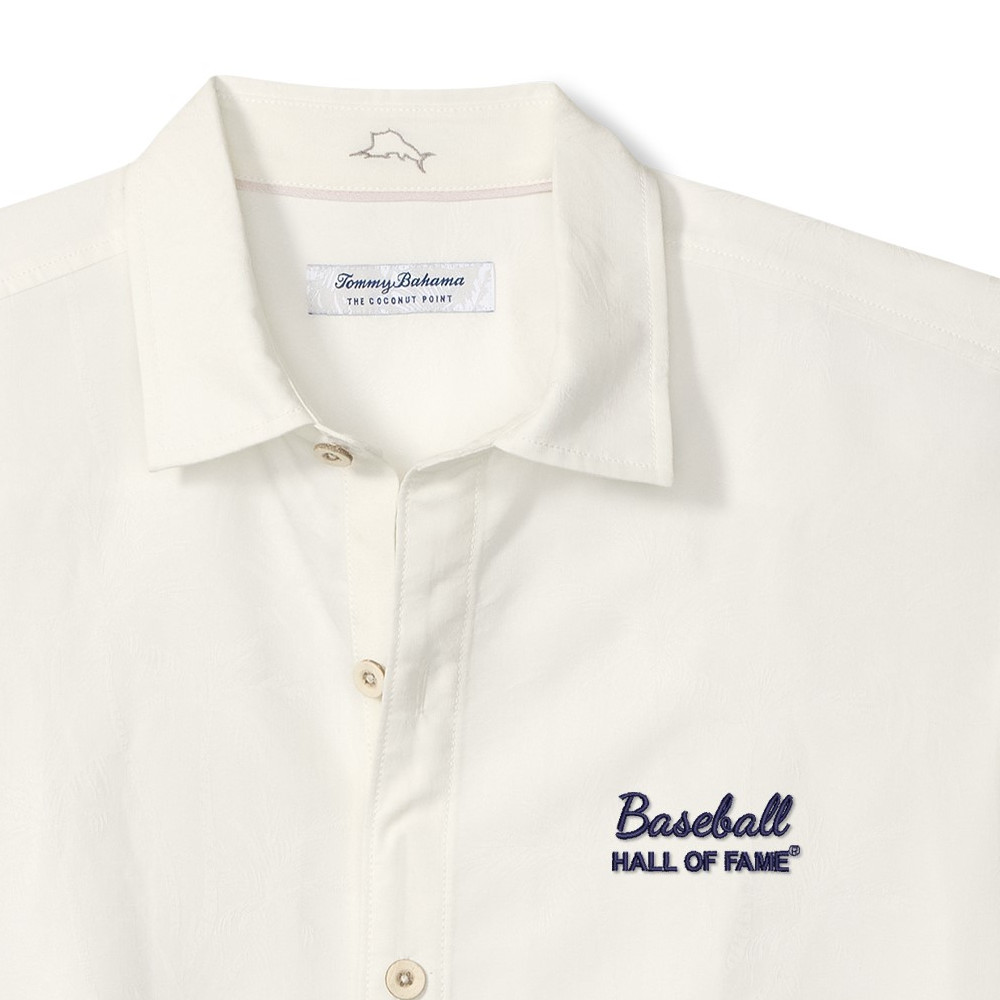 Men’s Tommy Bahama Baseball Hall of Fame Coconut Palm Ivory Sport Camp Shirt