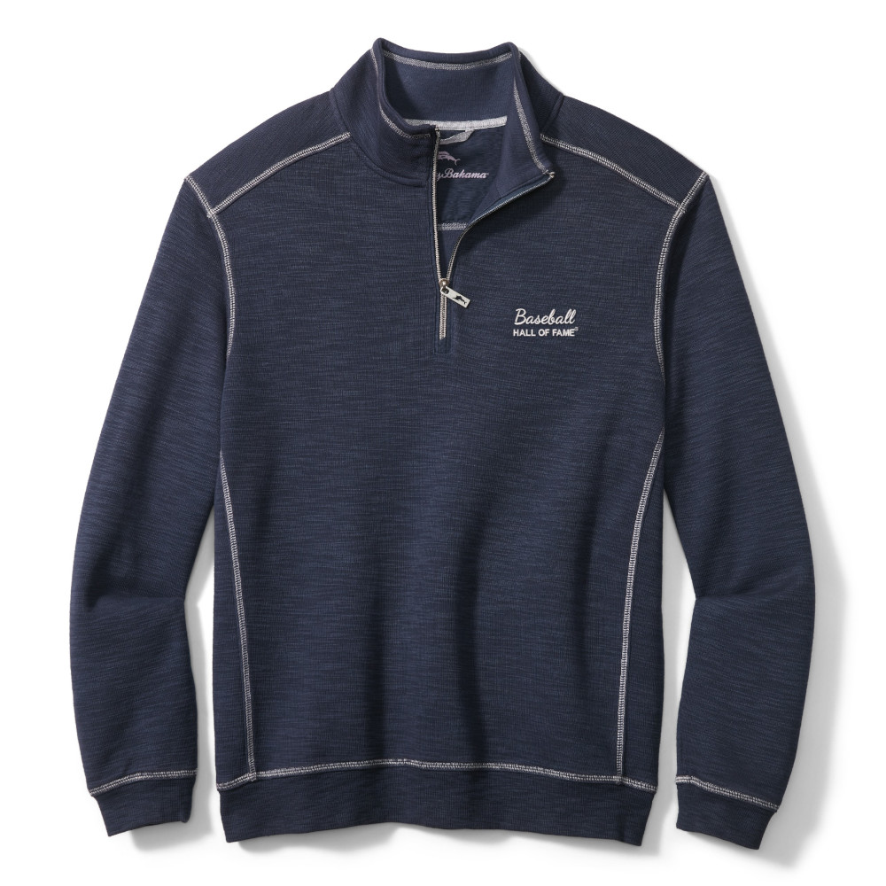 Men’s Tommy Bahama Baseball Hall of Fame Tobago Heather Blue Sport Half Zip Pullover