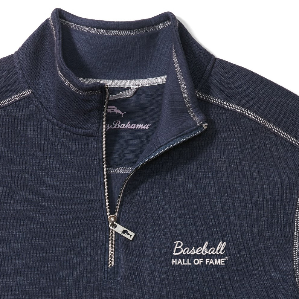 Men’s Tommy Bahama Baseball Hall of Fame Tobago Heather Blue Sport Half Zip Pullover