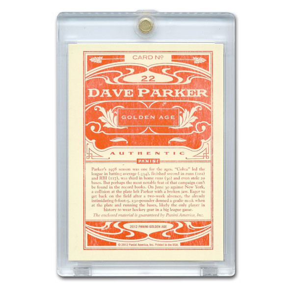 Dave Parker 2012 Panini Golden Age Museum Age Relic # 22