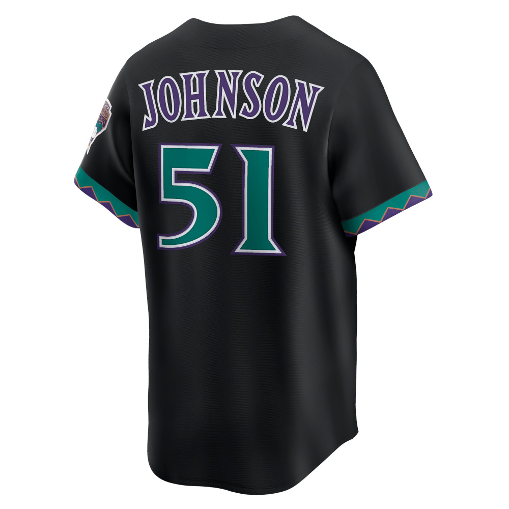 Men’s Nike Randy Johnson Arizona Diamondbacks Cooperstown Collection Limited Full Button Front Black Replica Jersey