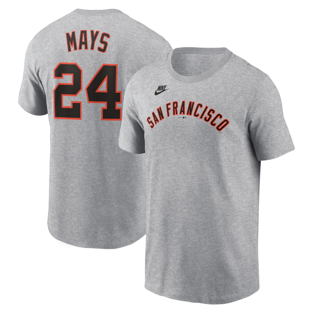 Men’s Nike Willie Mays San Francisco Giants Cooperstown Collection Name & Number Grey T-Shirt