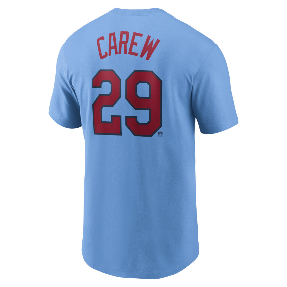 Men’s Nike Rod Carew Minnesota Twins Cooperstown Collection Name & Number Light Blue T-Shirt Men’s Nike Rod Carew Minnesota Twins Cooperstown Collection Name & Number Light Blue T-Shirt