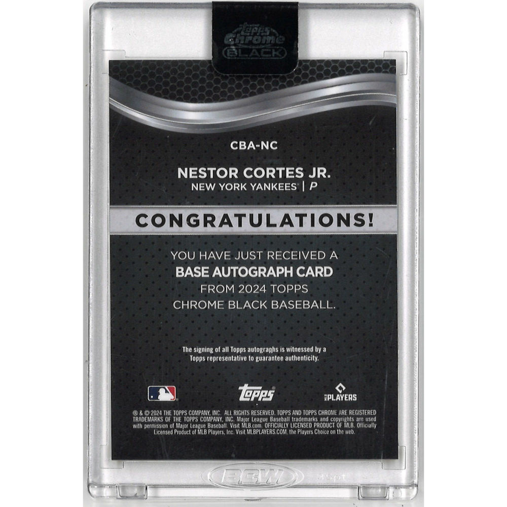 Nestor Cortes Autographed Card 2024 Topps Chrome Black Gold # CBA-NC Ltd Ed of 50
