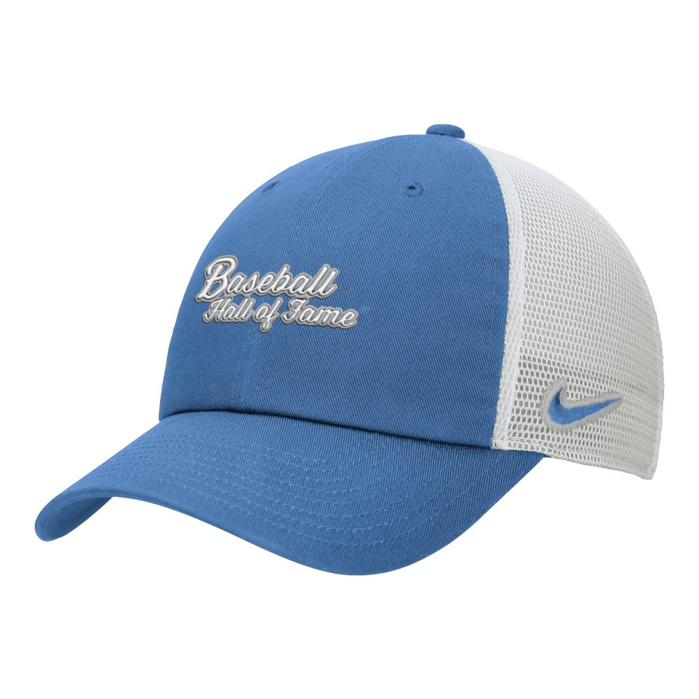 Unisex Nike Baseball Hall of Fame Script Light Blue and White Club Trucker Adjustable Sized Cap
