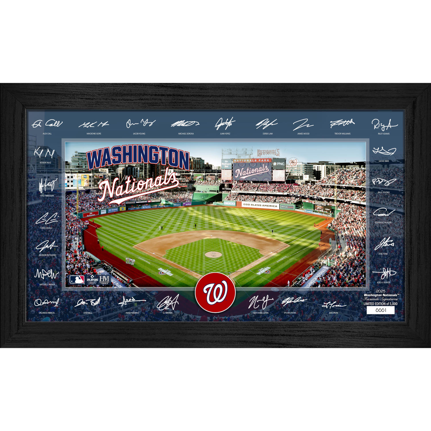 Washington Nationals Highland Mint 2025 Framed 12 x 20 Signature Field