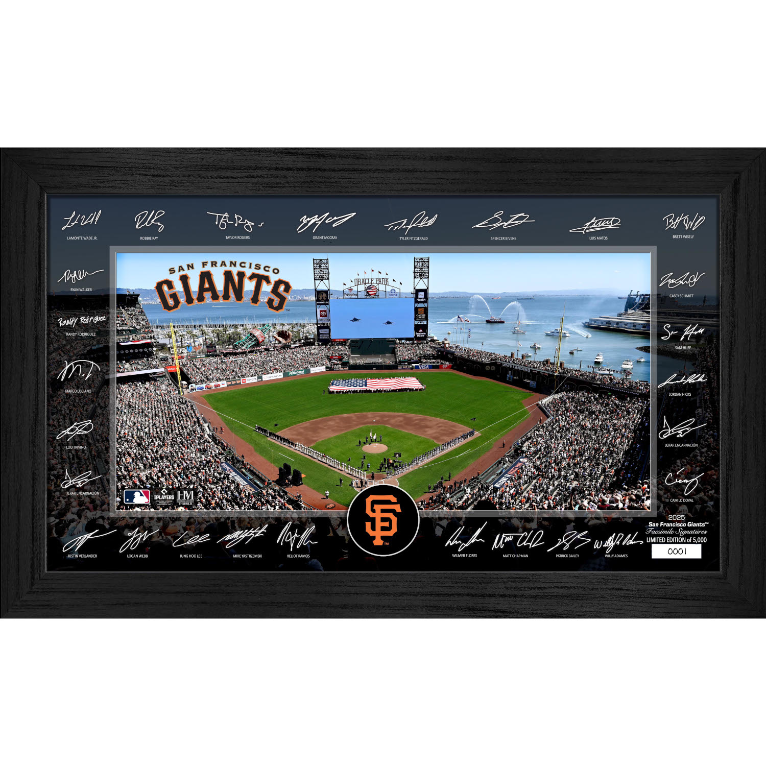 San Francisco Giants Highland Mint 2025 Framed 12 x 20 Signature Field