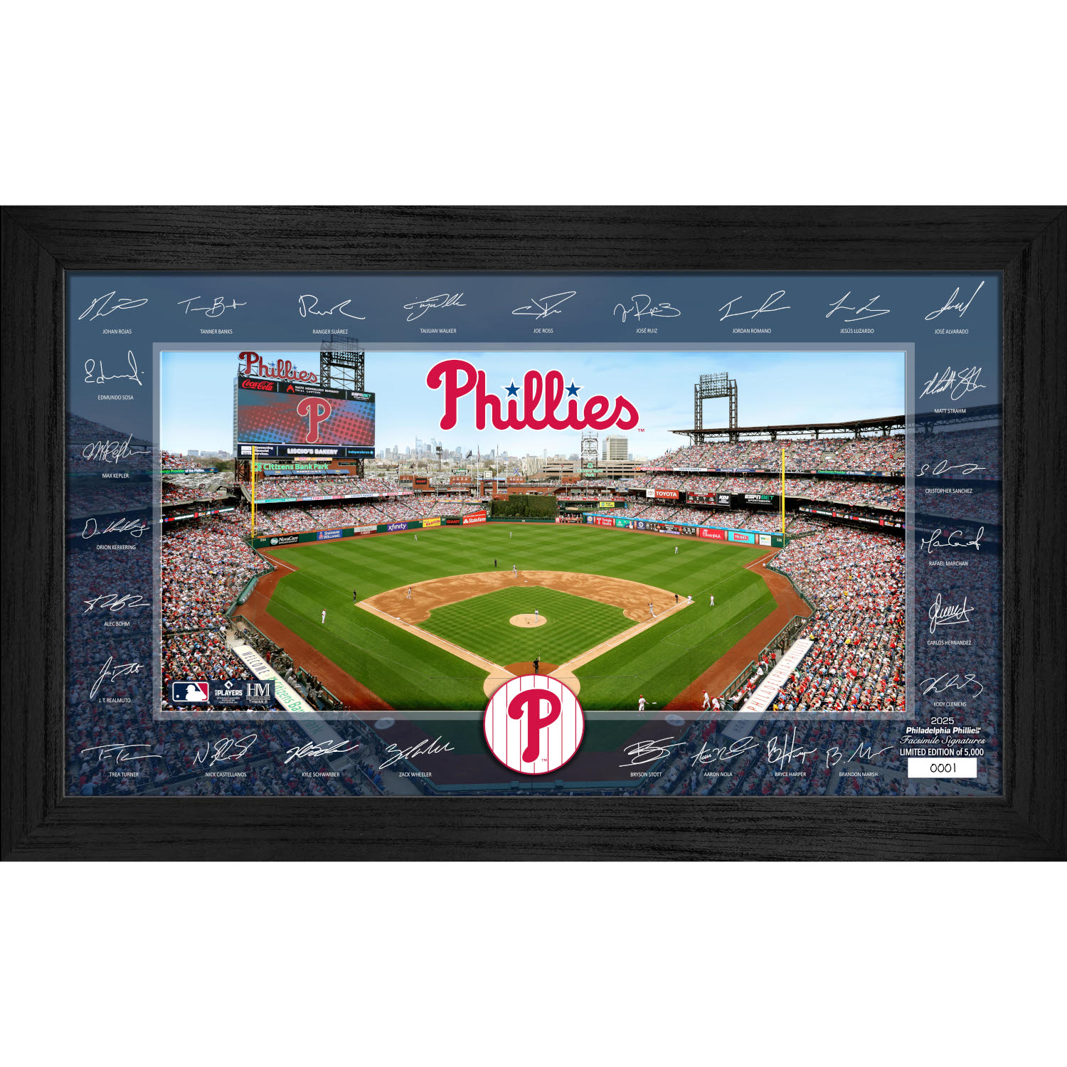 Philadelphia Phillies Highland Mint 2025 Framed 12 x 20 Signature Field