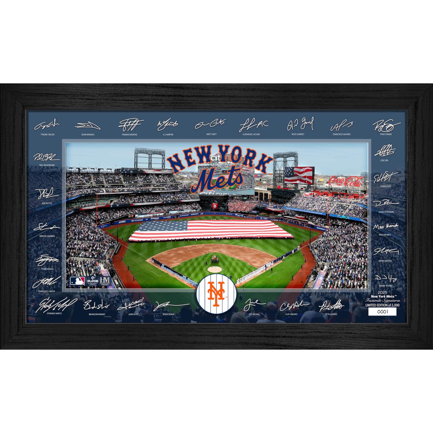 New York Mets Highland Mint 2025 Framed 12 x 20 Signature Field