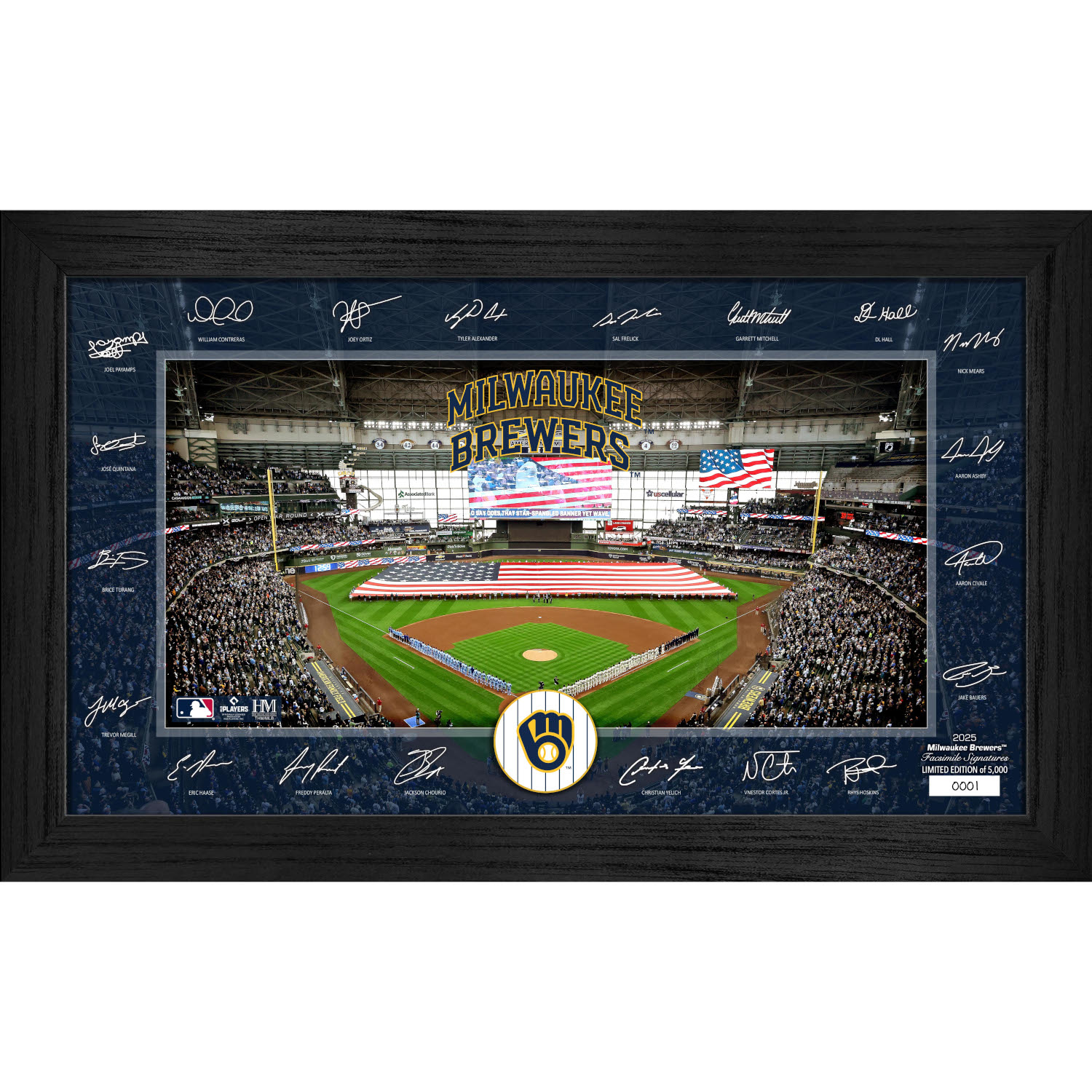 Milwaukee Brewers Highland Mint 2025 Framed 12 x 20 Signature Field Milwaukee Brewers Highland Mint 2025 Framed 12 x 20 Signature Field