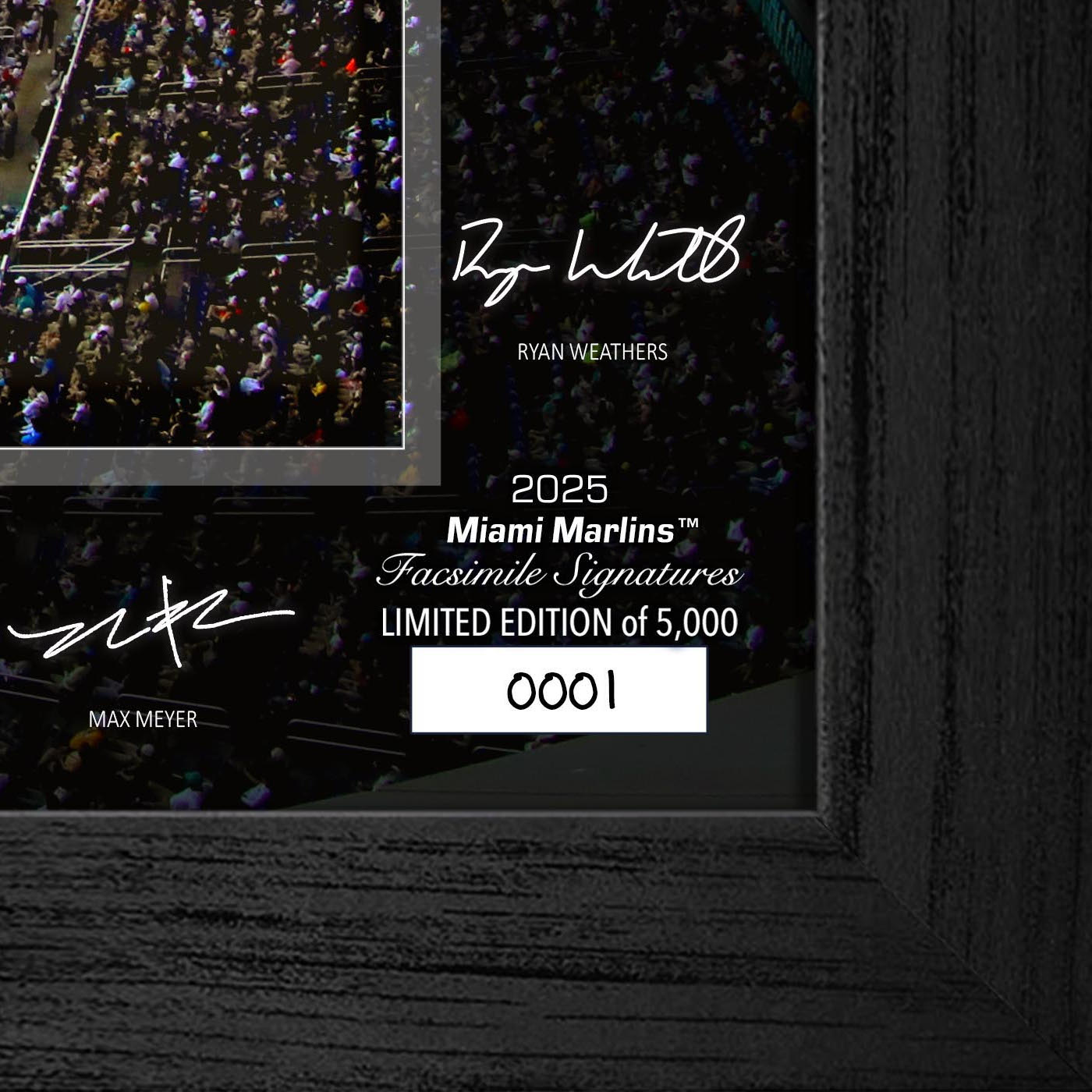 Miami Marlins Highland Mint 2025 Framed 12 x 20 Signature Field