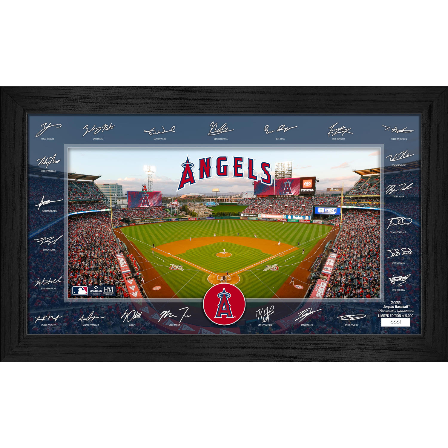 Los Angeles Angels Highland Mint 2025 Framed 12 x 20 Signature Field