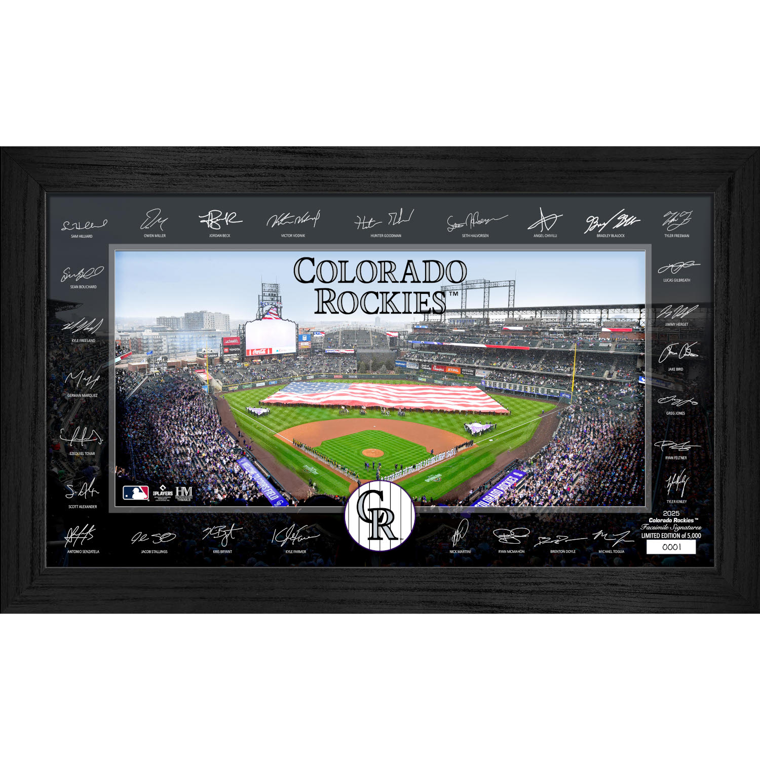 Colorado Rockies Highland Mint 2025 Framed 12 x 20 Signature Field