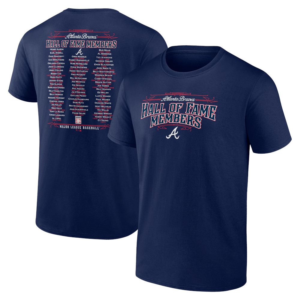 Men’s Atlanta Braves Navy Team Hall of Famer Roster T-Shirt (2025)