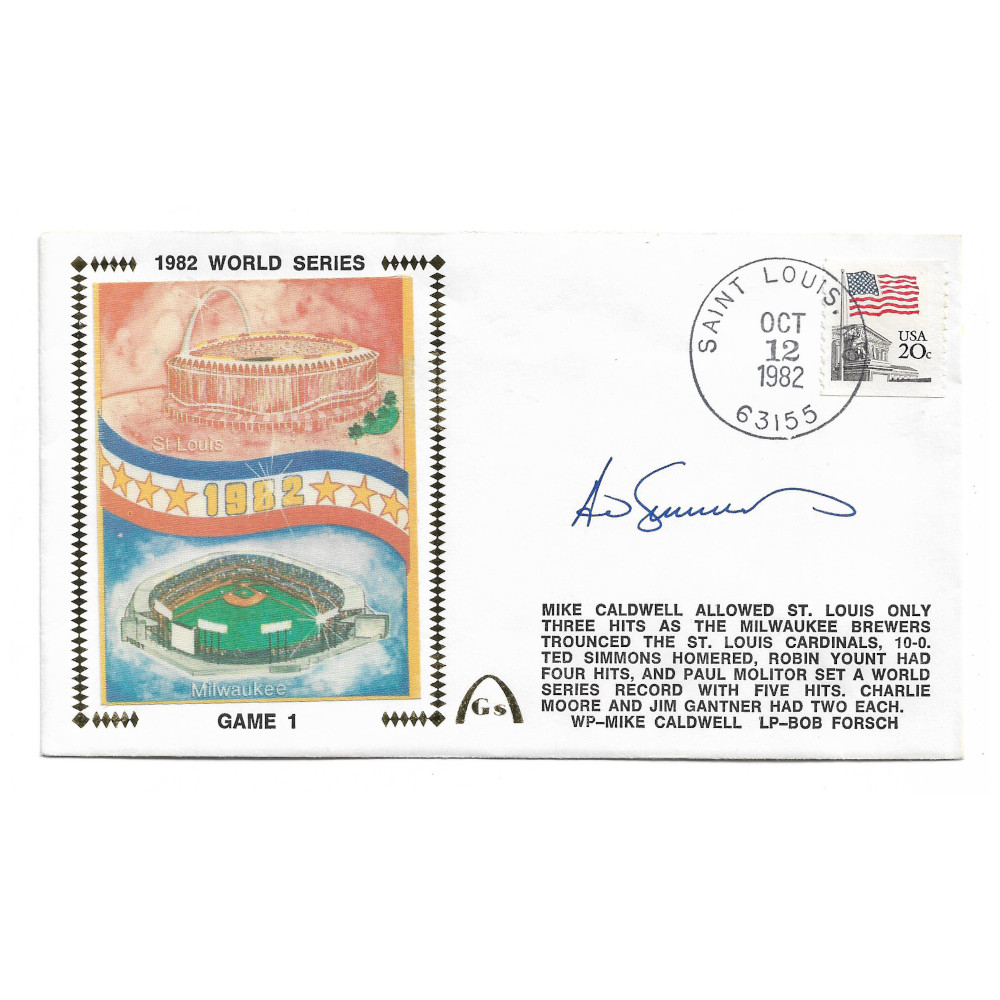 Ted Simmons Autographed First Day Cover - 1982 World Series Game 1 (JSA) Ted Simmons Autographed First Day Cover - 1982 World Series Game 1 (JSA)