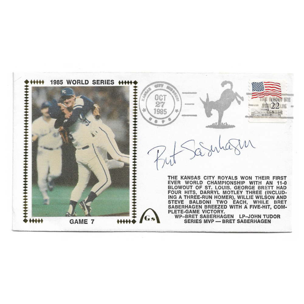 Bret Saberhagen Autographed First Day Cover - 1985 World Series Game 7 (JSA)