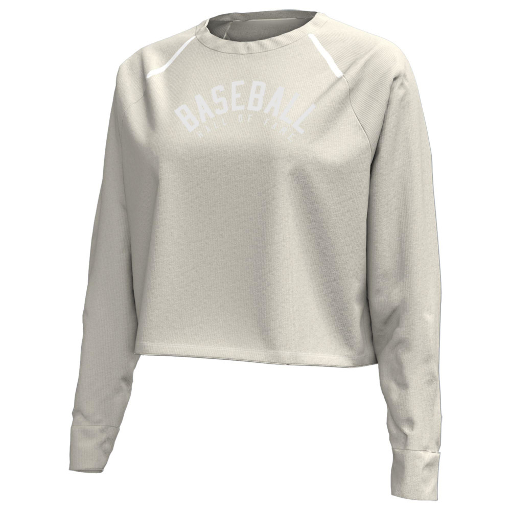 Women’s Under Armour Baseball Hall of Fame Gameday Stone Double Knit Cropped Crewneck Pullover Women’s Under Armour Baseball Hall of Fame Gameday Stone Double Knit Cropped Crewneck Pullover