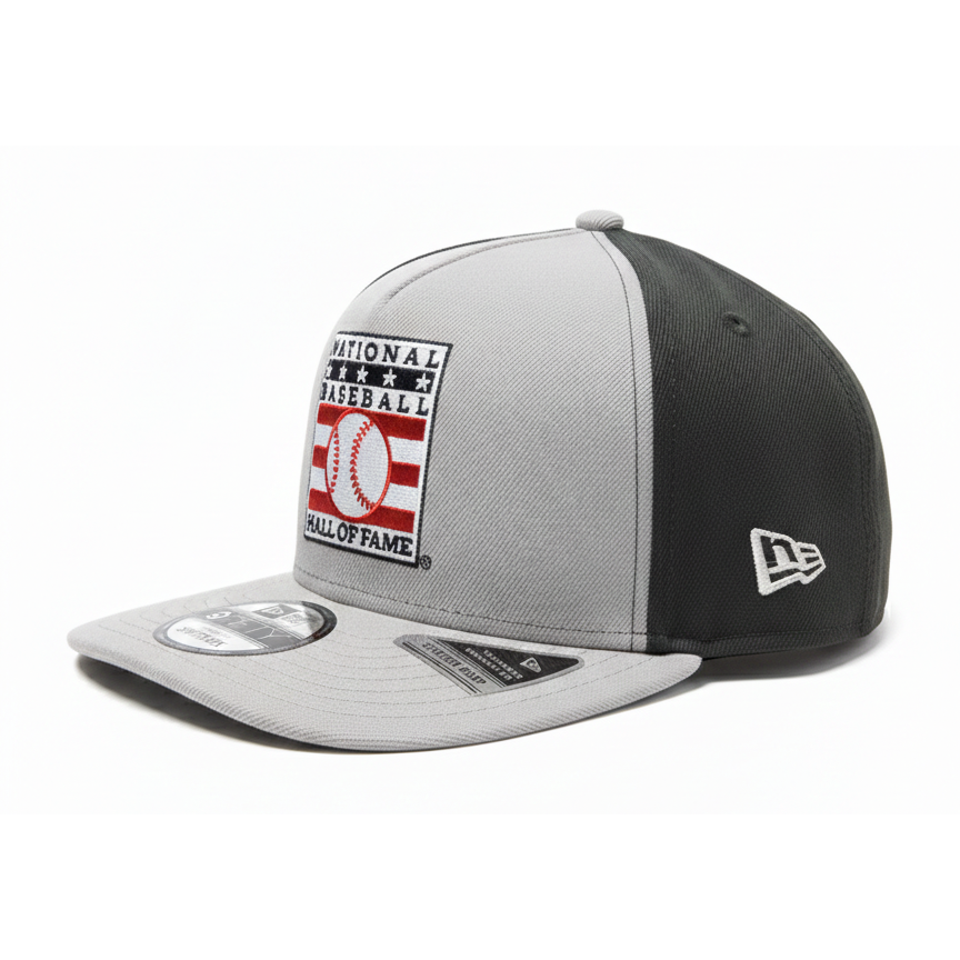 Men’s New Era Baseball Hall of Fame Logo 9FIFTY A-Frame Grey and Charcoal Adjustable Snapback Cap