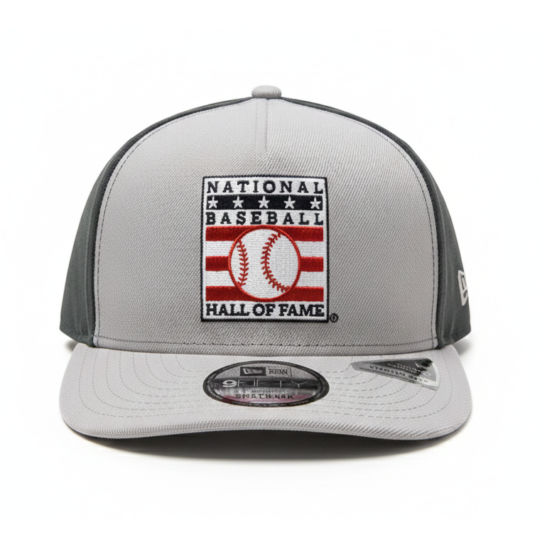 Men’s New Era Baseball Hall of Fame Logo 9FIFTY A-Frame Grey and Charcoal Adjustable Snapback Cap
