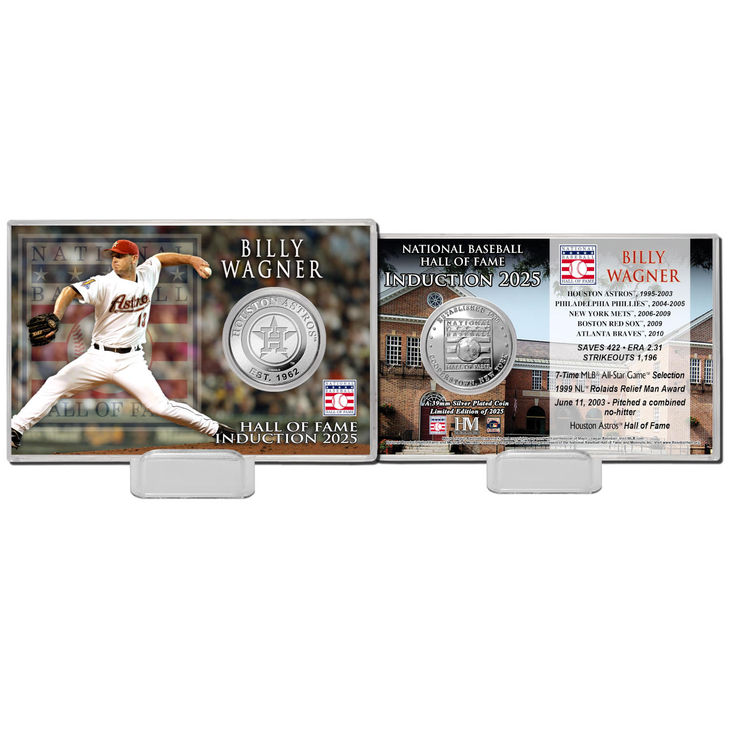 Billy Wagner Houston Astros Highland Mint Hall of Fame Class of 2025 Silver Plated Coin Card Billy Wagner Houston Astros Highland Mint Hall of Fame Class of 2025 Silver Plated Coin Card