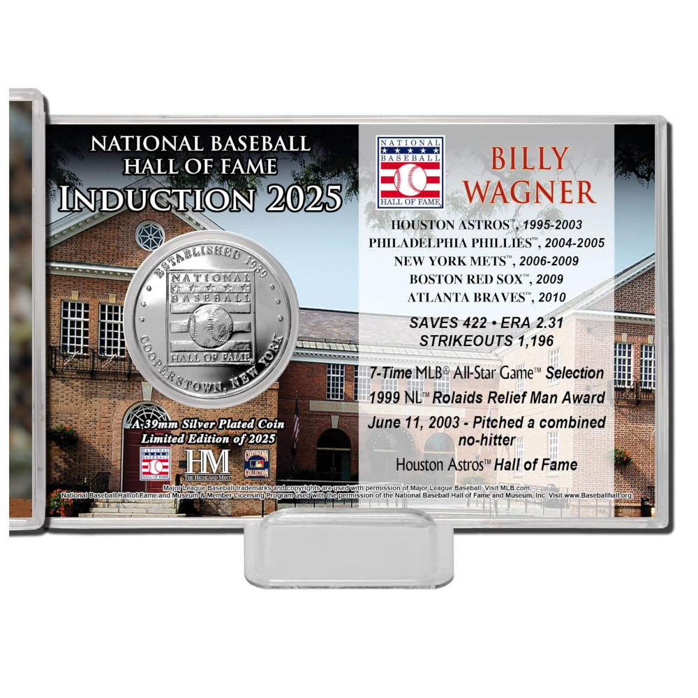 Billy Wagner Houston Astros Highland Mint Hall of Fame Class of 2025 Silver Plated Coin Card Billy Wagner Houston Astros Highland Mint Hall of Fame Class of 2025 Silver Plated Coin Card
